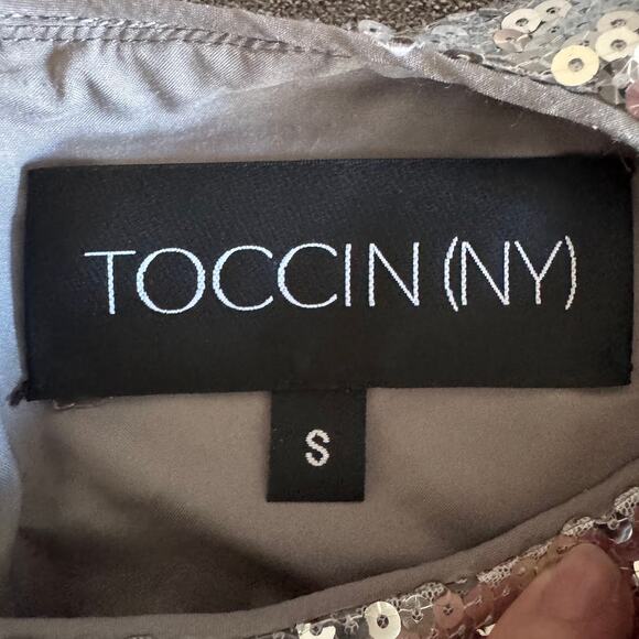 TOCCIN NYC Silver Sequin Long Sleeve Top Size Small $425 - Picture 3 of 8
